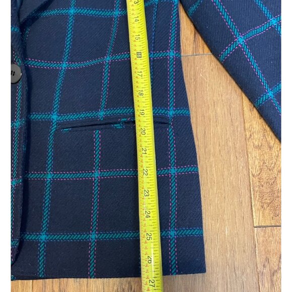 Miss Pendleton Virgin Wool Blazer Jacket Blue Plaid Made In USA. Sz 4 - Picture 2 of 6